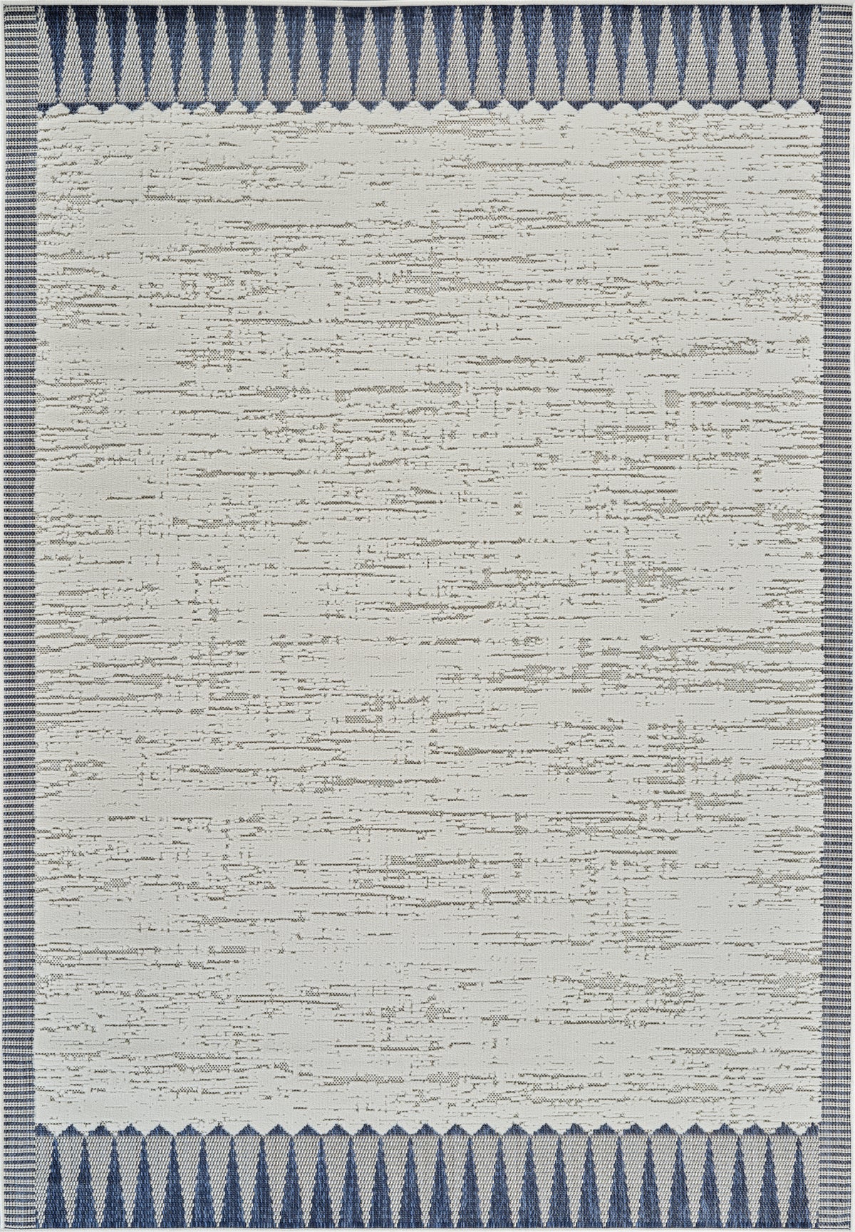 Tapis Selva géométrique contemporain crème et bleu