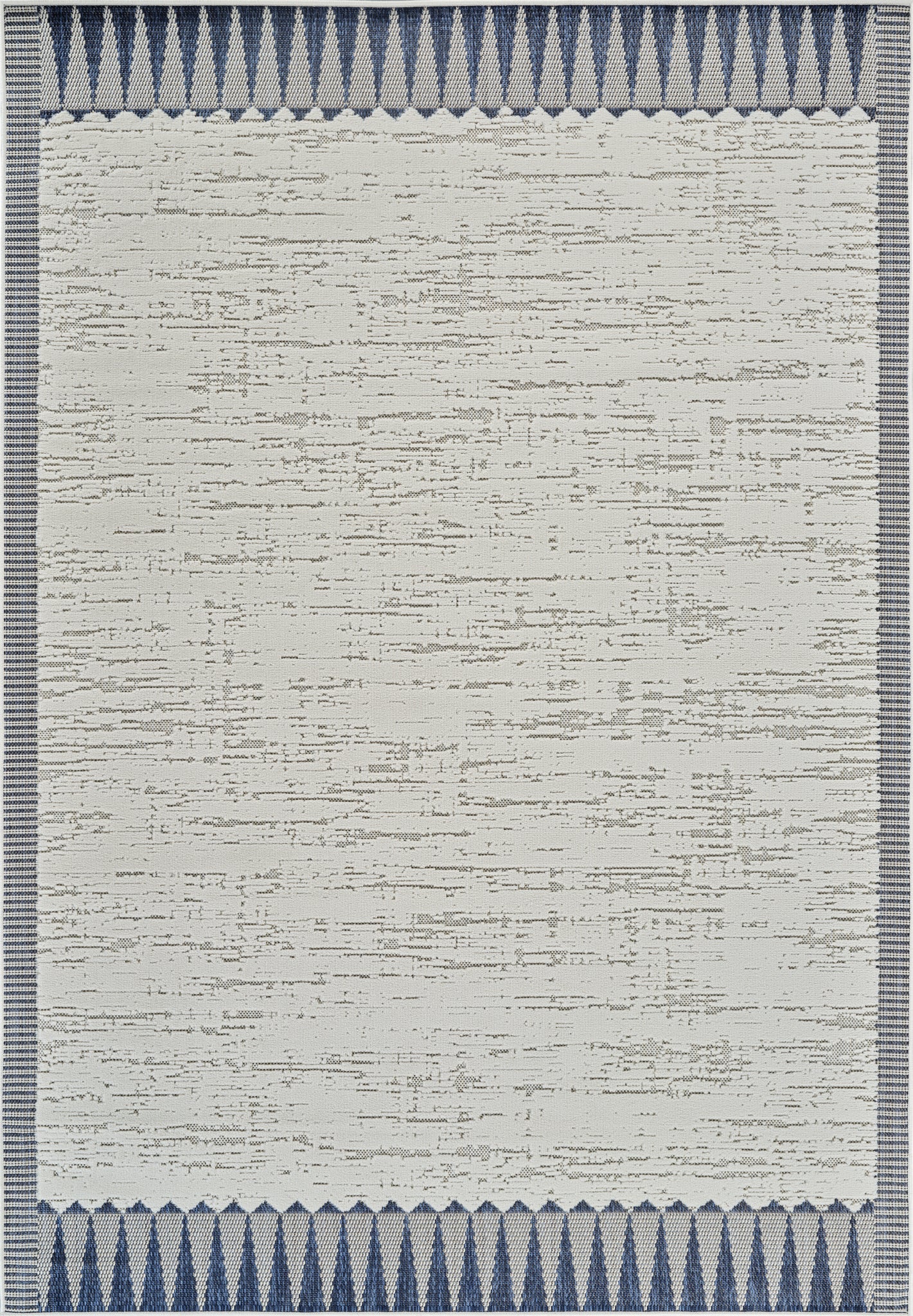 Selva Geometric Contemporary Cream and Blue Indoor Rug
