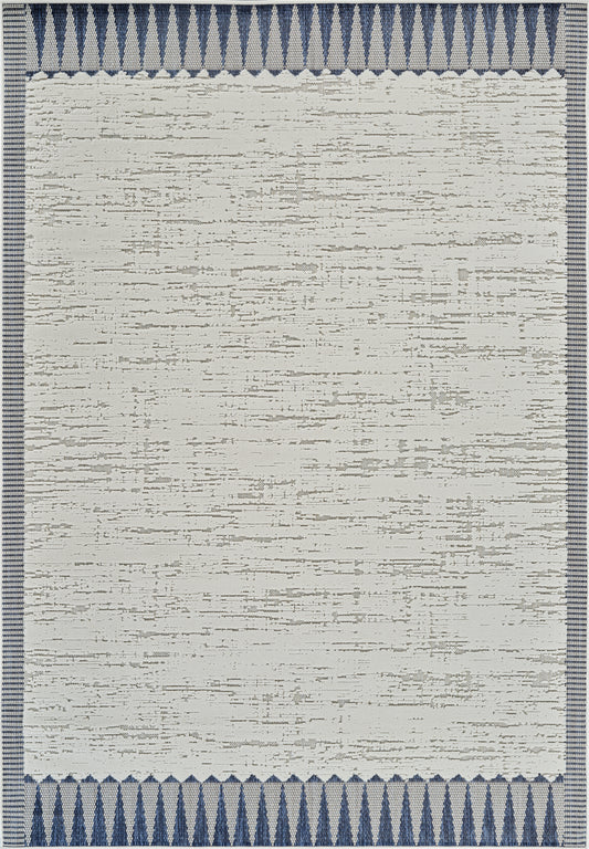 Selva Geometric Contemporary Cream and Blue Indoor Rug