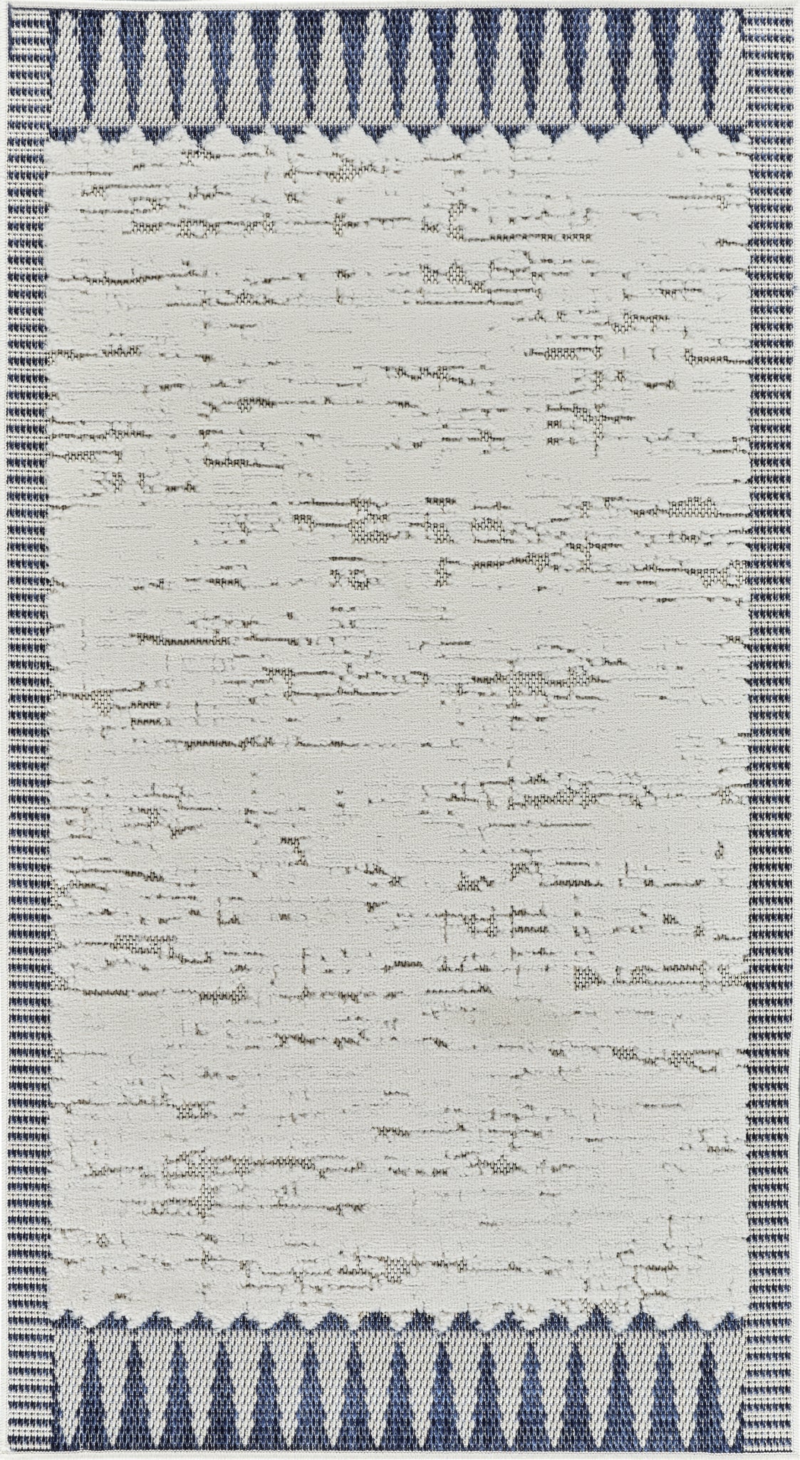 Selva Geometric Contemporary Cream and Blue Indoor Rug