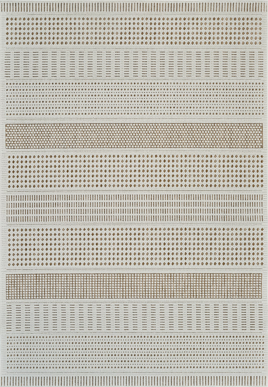 Azura Geometric Contemporary Beige and Brown Indoor Rug