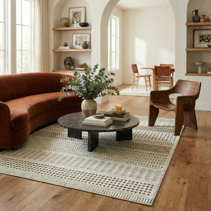 Azura Geometric Contemporary Beige and Brown Indoor Rug