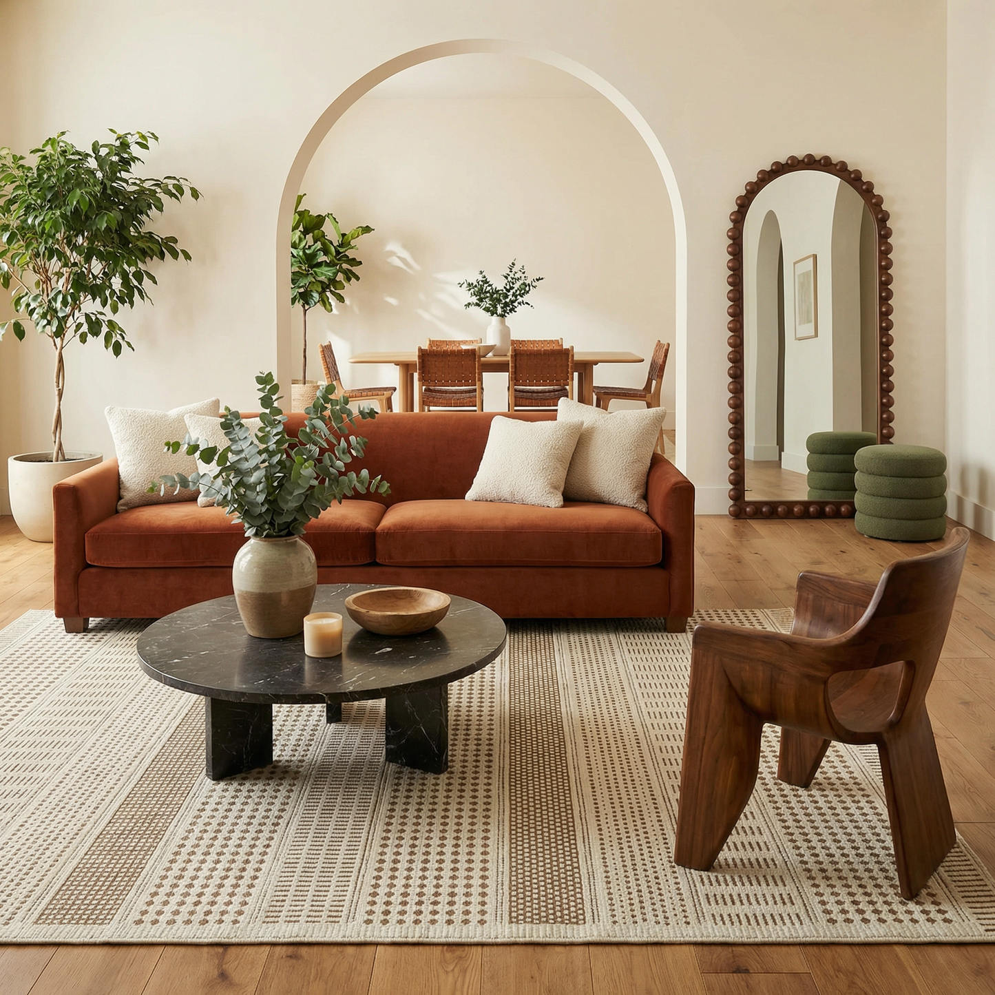 Azura Geometric Contemporary Beige and Brown Indoor Rug