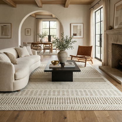 Azura Geometric Contemporary Beige and Brown Indoor Rug