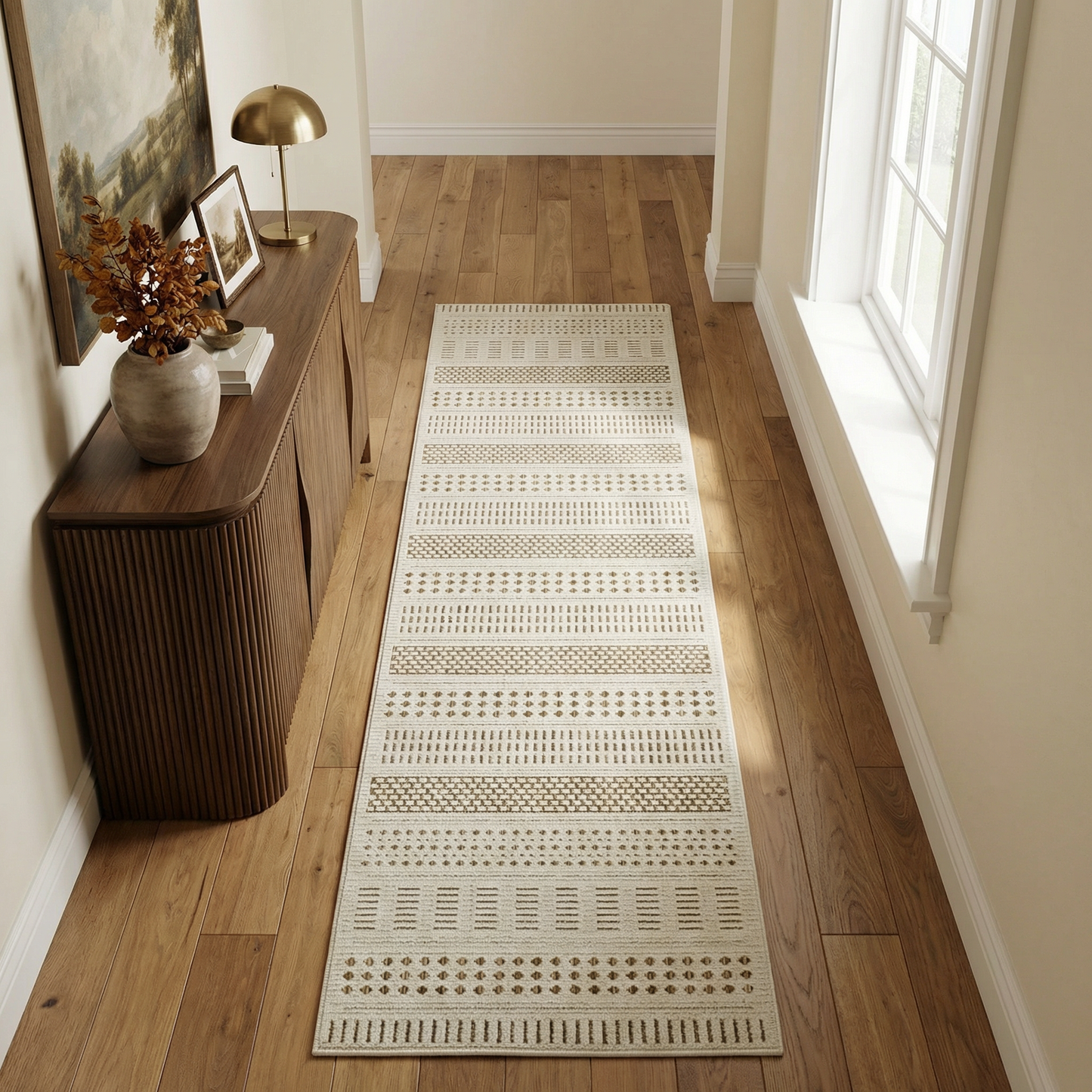 Azura Geometric Contemporary Beige and Brown Indoor Rug