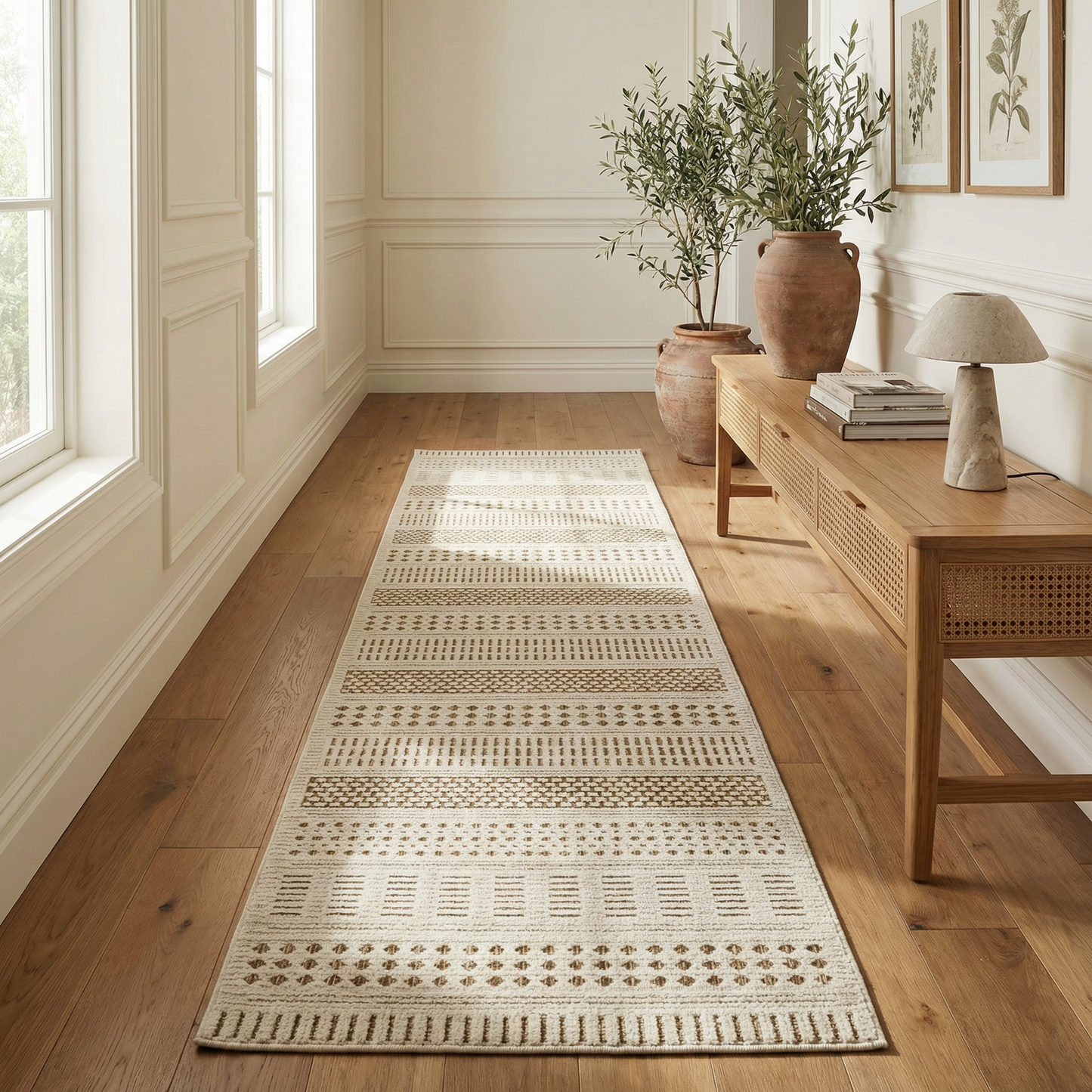 Azura Geometric Contemporary Beige and Brown Indoor Rug