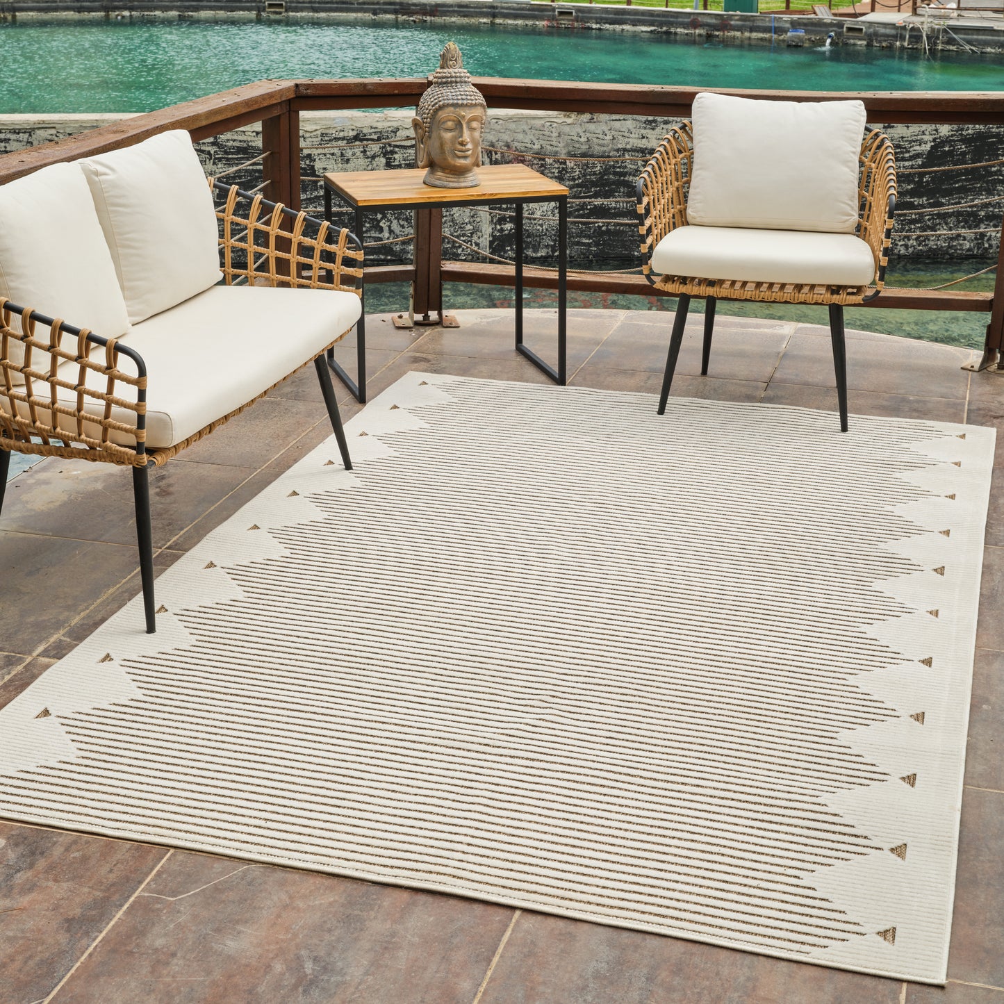 Tapis beige moderne rayé Maise