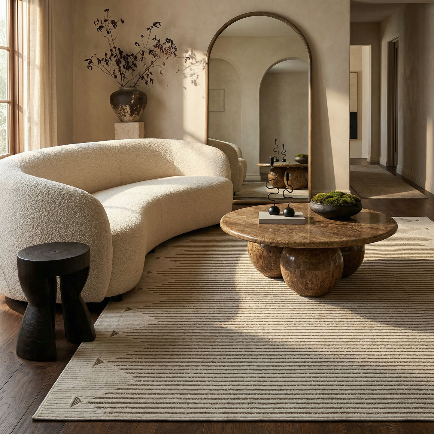 Zuri Striped Contemporary Beige and Brown Indoor Rug