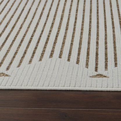 Zuri Striped Contemporary Beige and Brown Indoor Rug