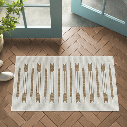 Zarif Geometric Contemporary Beige and Brown Indoor Rug