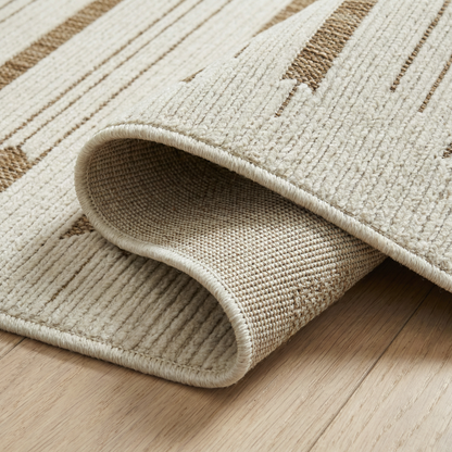Zarif Geometric Contemporary Beige and Brown Indoor Rug