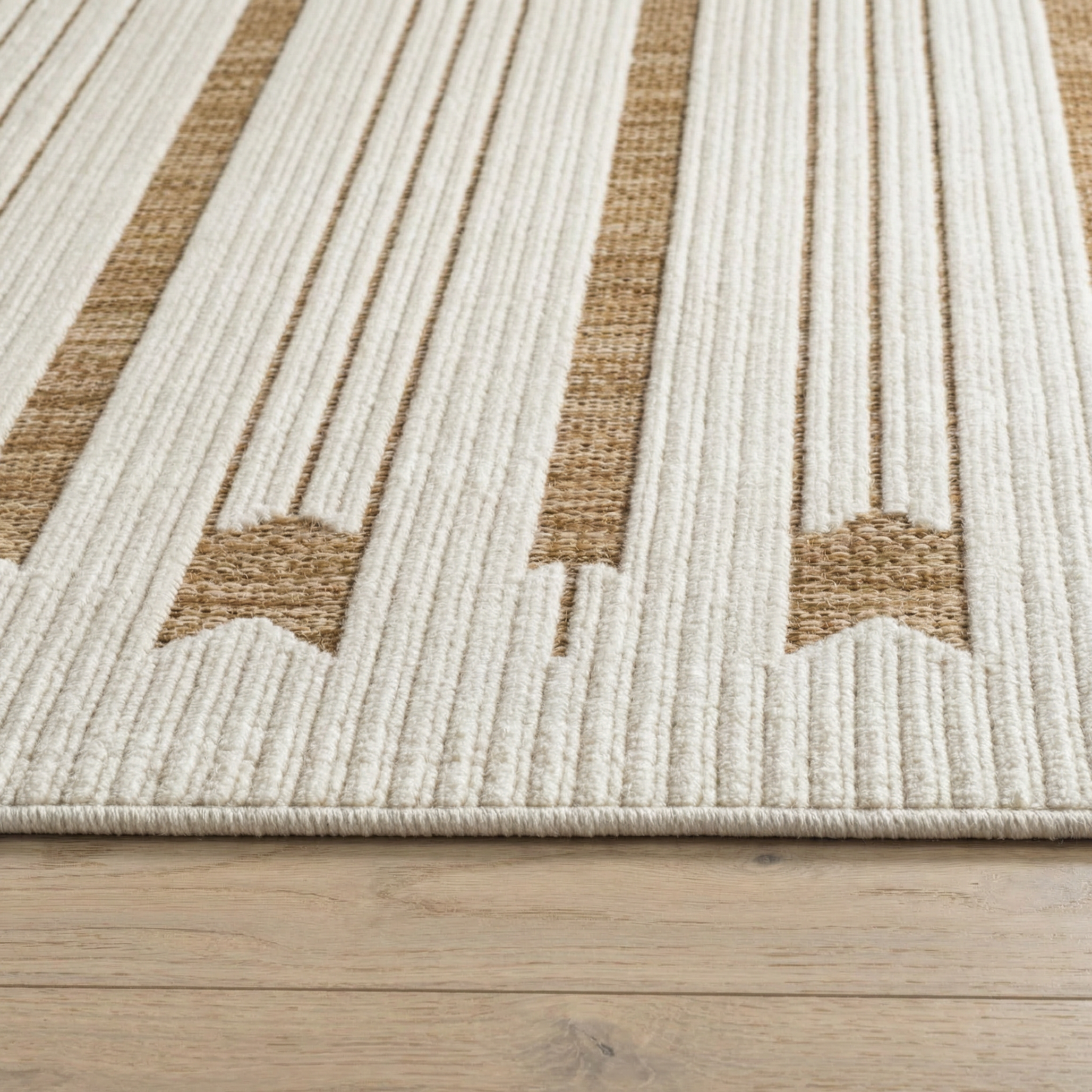 Zarif Geometric Contemporary Beige and Brown Indoor Rug