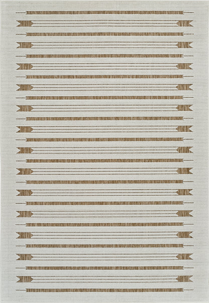 Zarif Geometric Contemporary Beige and Brown Indoor Rug