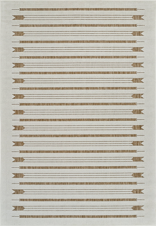 Zarif Geometric Contemporary Beige and Brown Indoor Rug