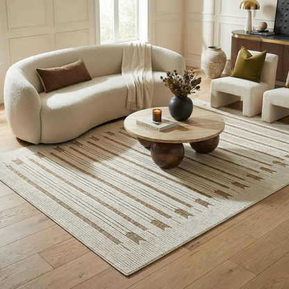 Zarif Geometric Contemporary Beige and Brown Indoor Rug