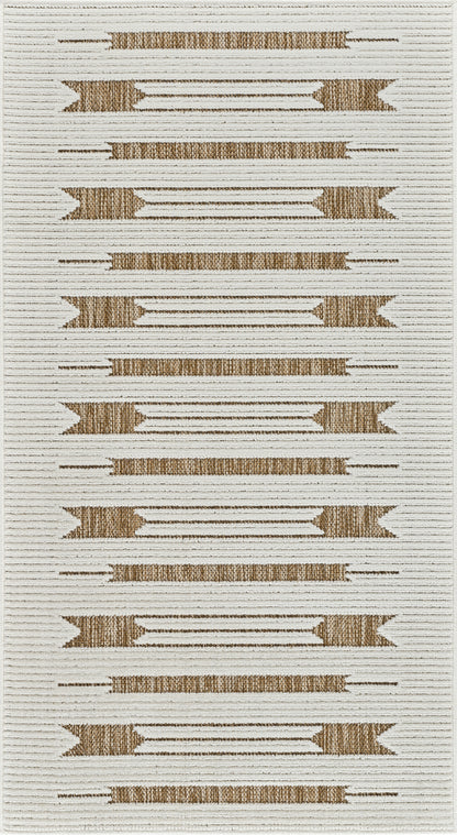 Zarif Geometric Contemporary Beige and Brown Indoor Rug