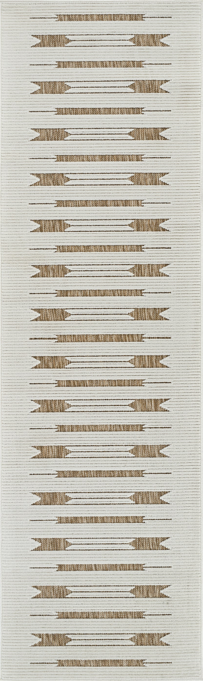 Zarif Geometric Contemporary Beige and Brown Indoor Rug
