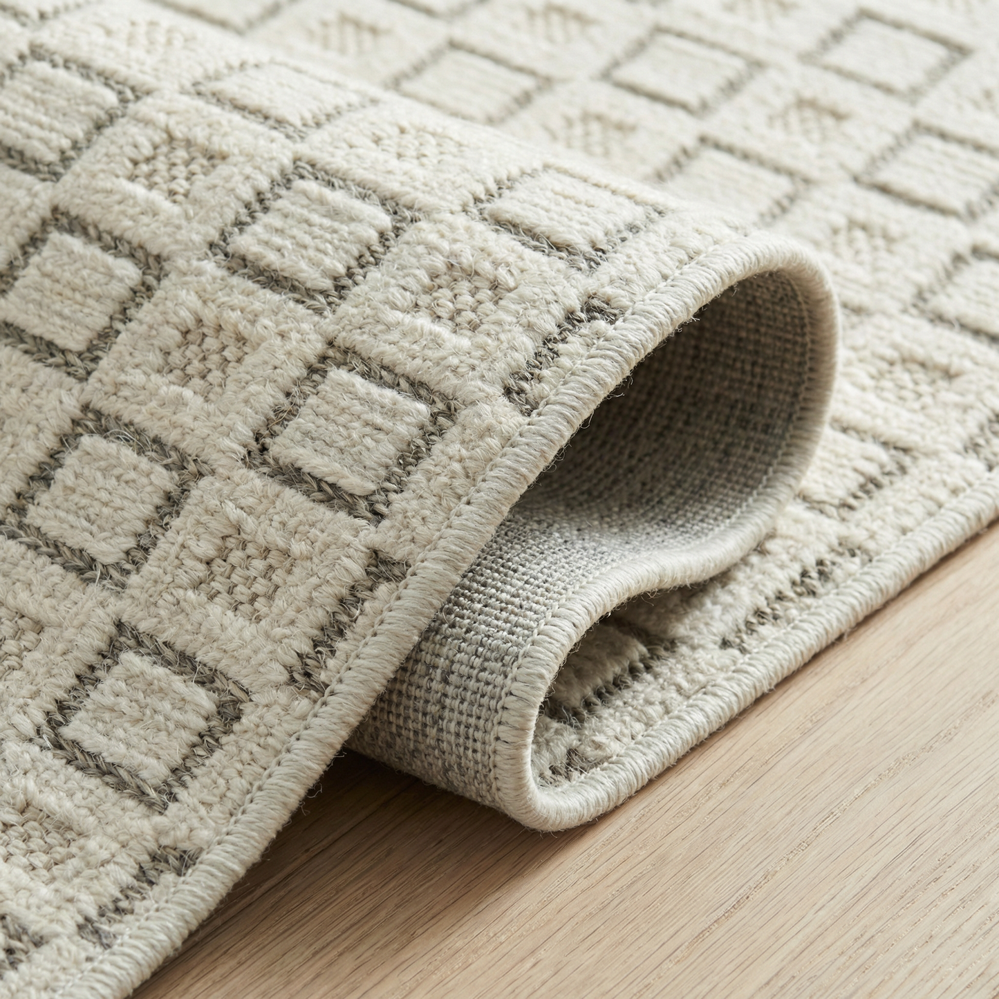 Miraq Geometric Contemporary Cream and Beige Indoor Rug