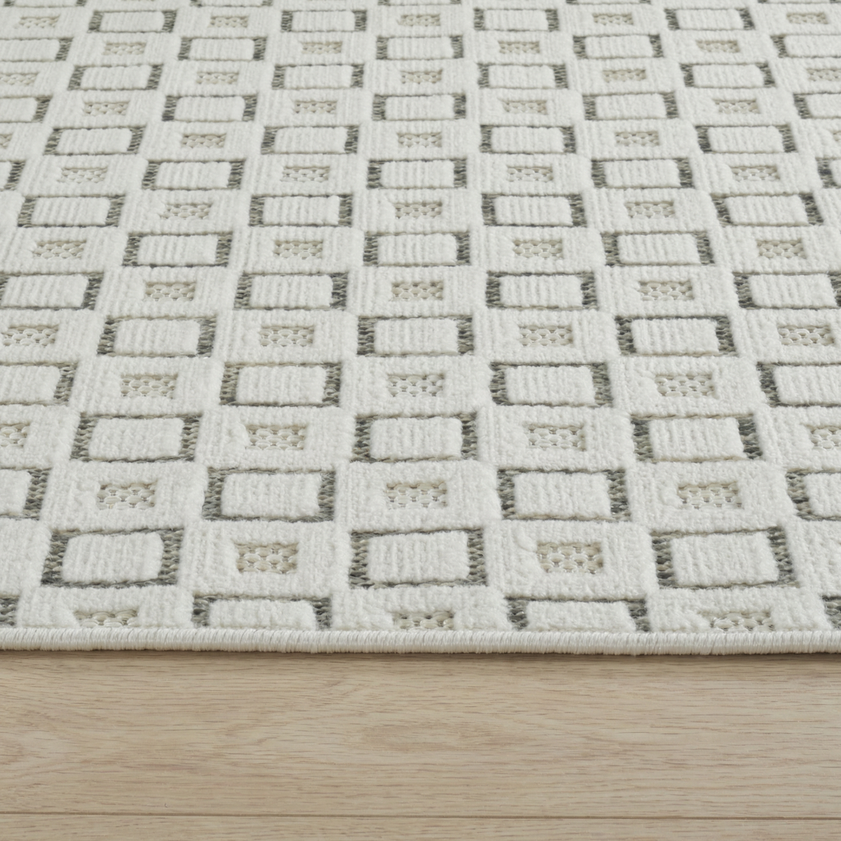 Miraq Geometric Contemporary Cream and Beige Indoor Rug