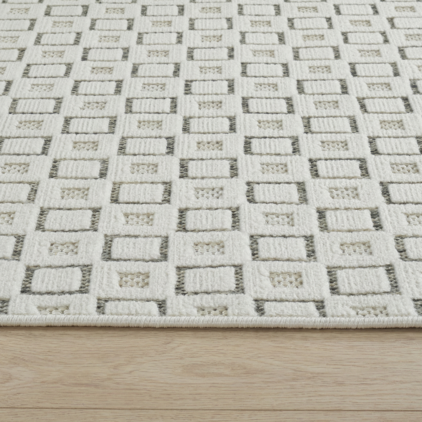Miraq Geometric Contemporary Cream and Beige Indoor Rug