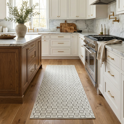 Miraq Geometric Contemporary Cream and Beige Indoor Rug