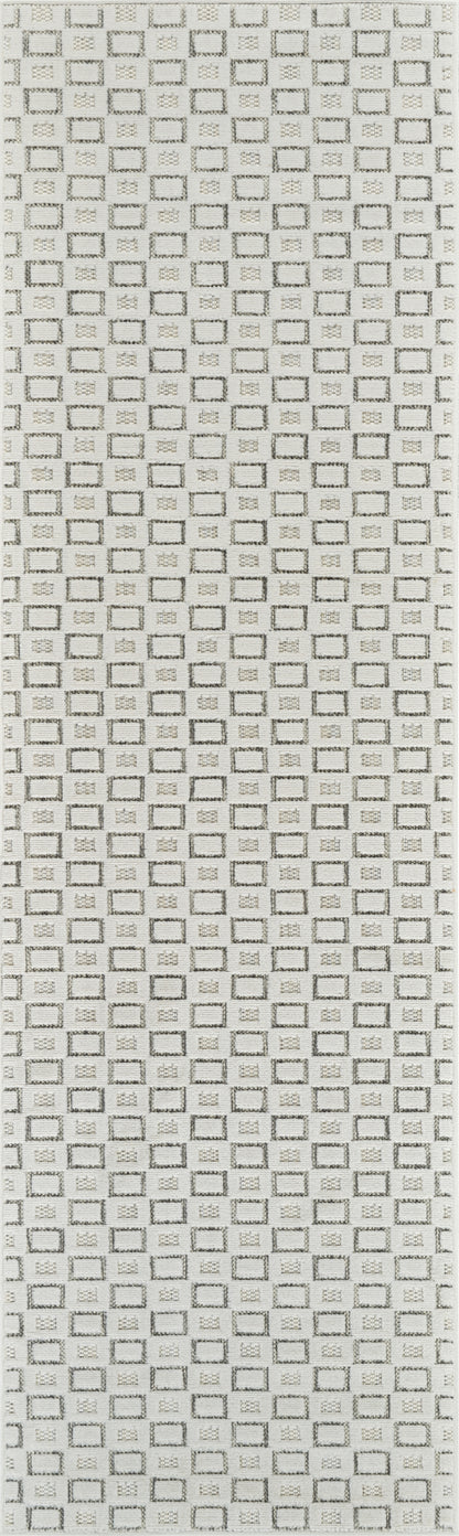 Miraq Geometric Contemporary Cream and Beige Indoor Rug