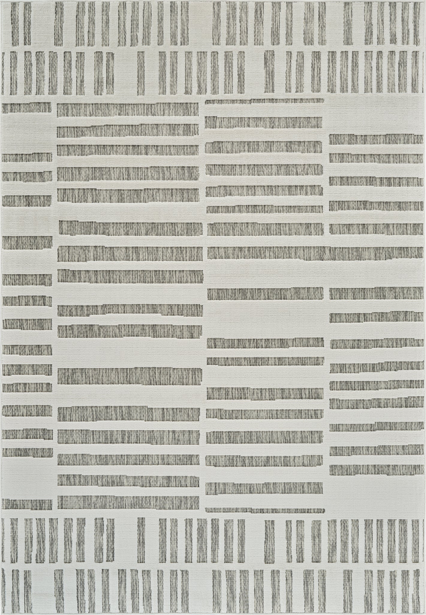 Linea Striped Contemporary Cream and Beige Indoor Rug