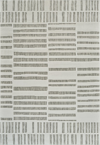 Linea Striped Contemporary Cream and Beige Indoor Rug