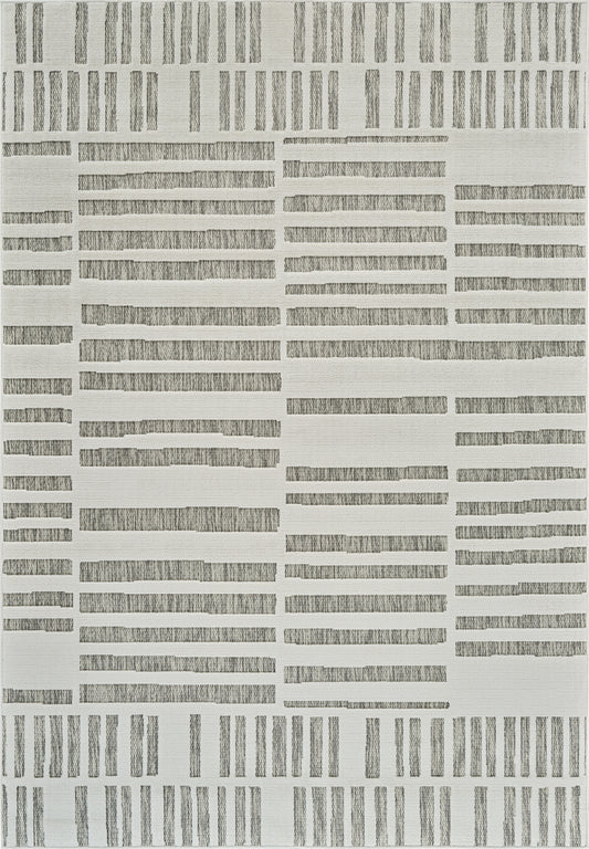 Linea Striped Contemporary Cream and Beige Indoor Rug