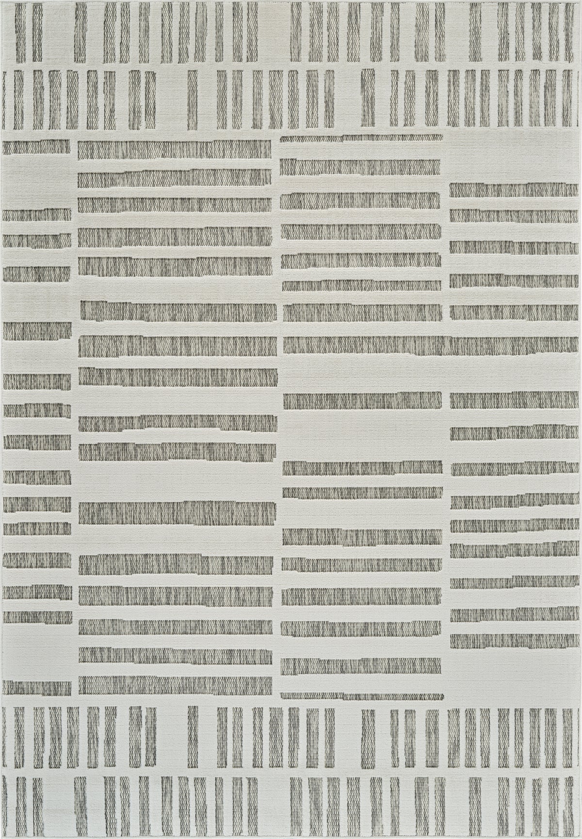 Linea Striped Contemporary Cream and Beige Indoor Rug