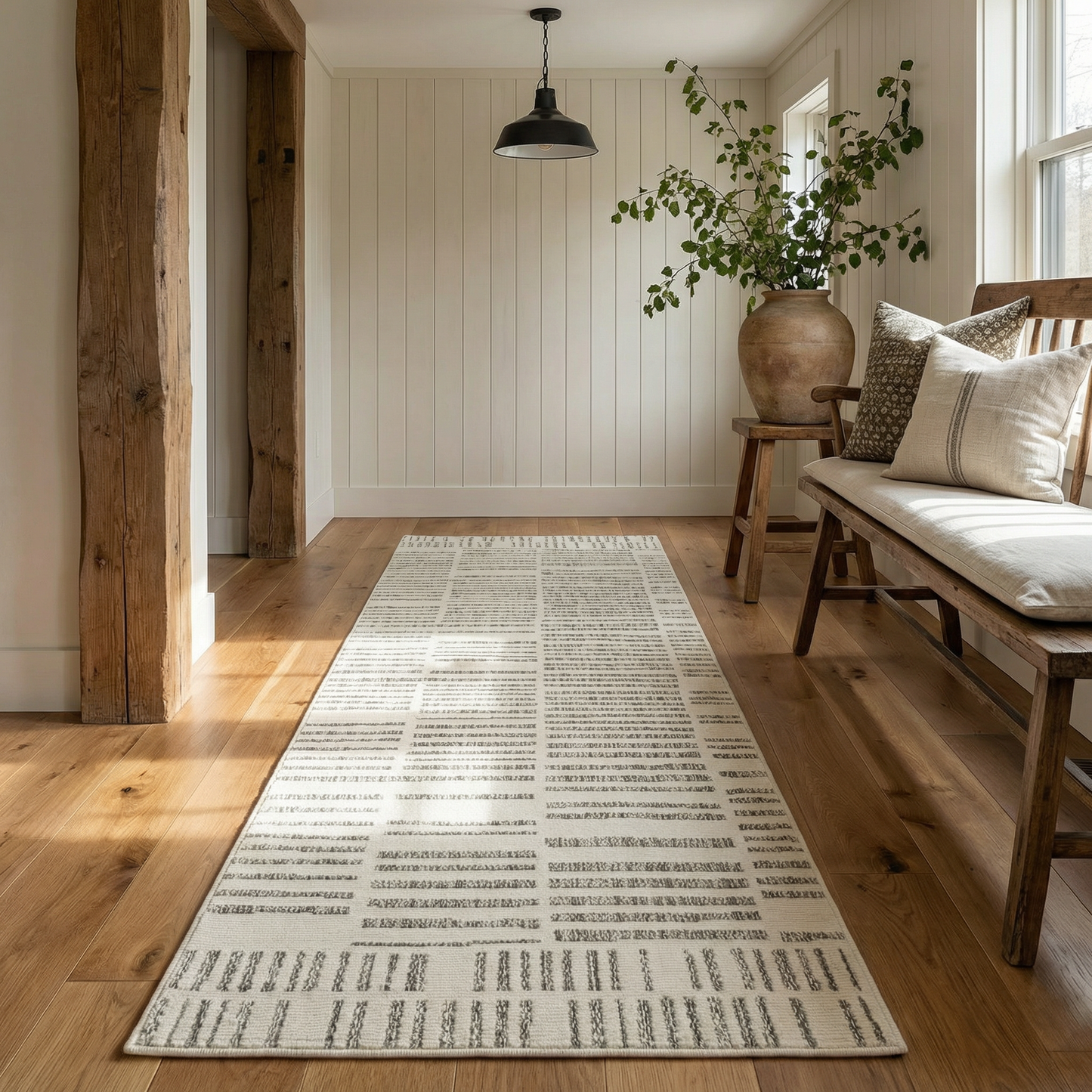 Linea Striped Contemporary Cream and Beige Indoor Rug