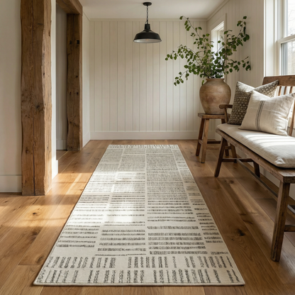 Linea Striped Contemporary Cream and Beige Indoor Rug