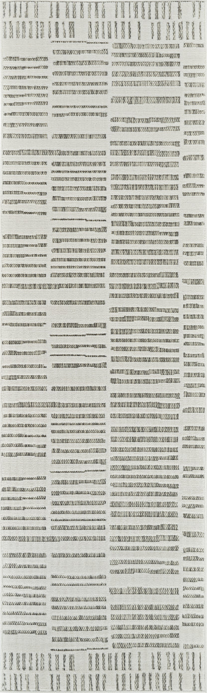 Linea Striped Contemporary Cream and Beige Indoor Rug