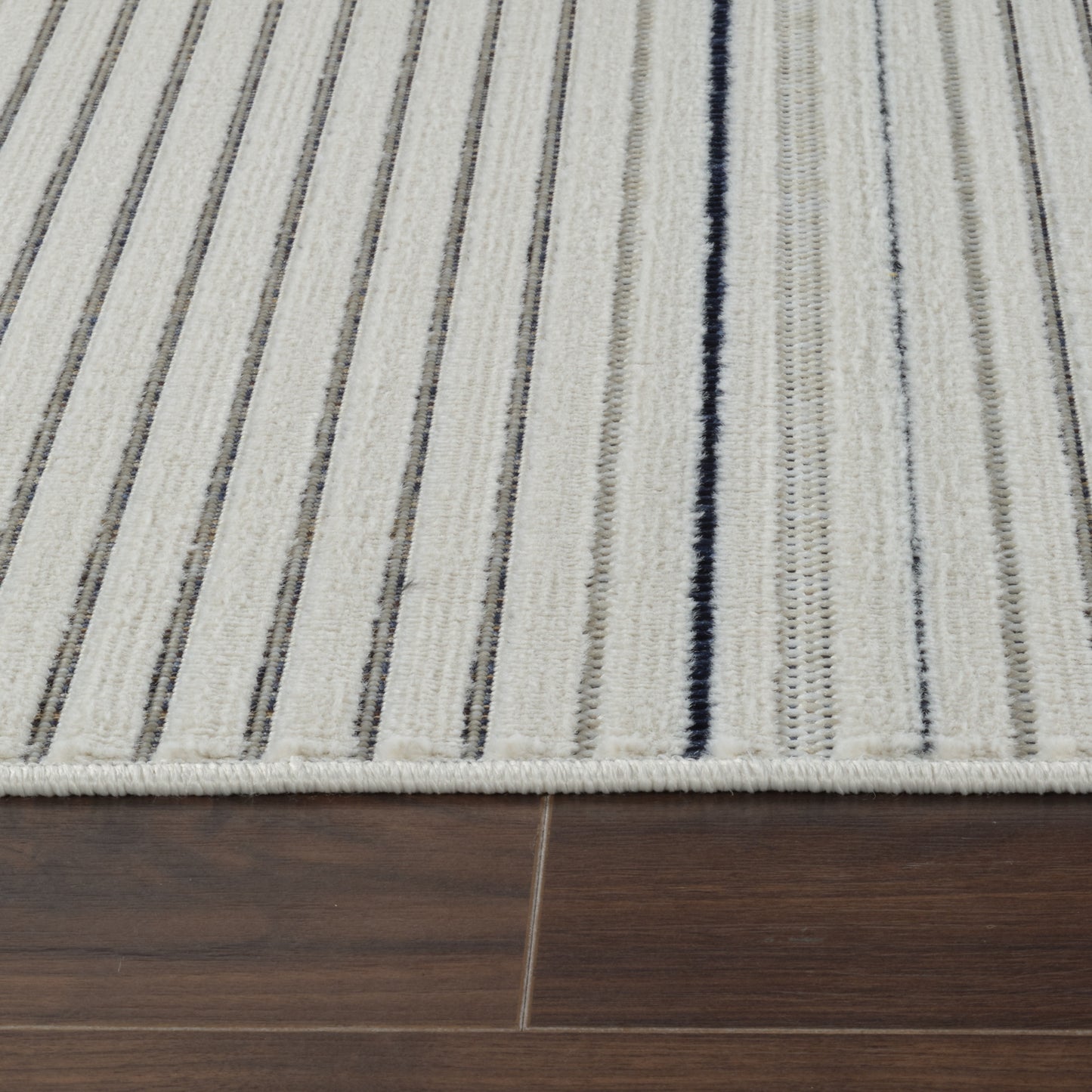 Maris Striped Contemporary Cream and Blue Indoor Rug