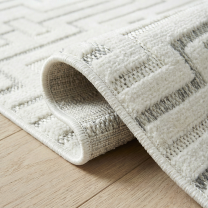 Sajari Geometric Contemporary Cream and Beige Indoor Rug