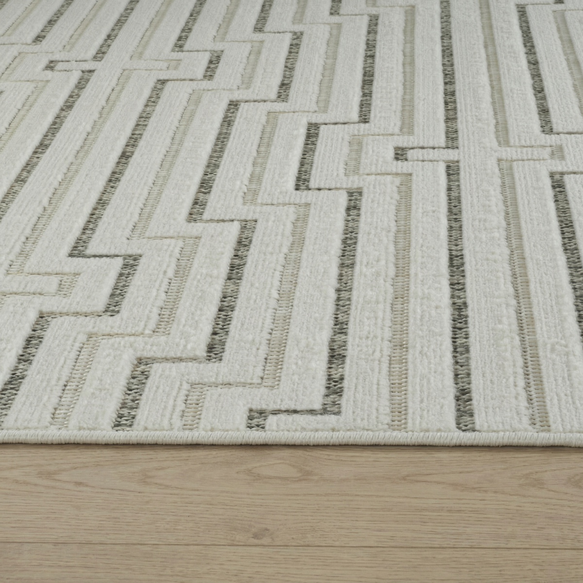 Sajari Geometric Contemporary Cream and Beige Indoor Rug