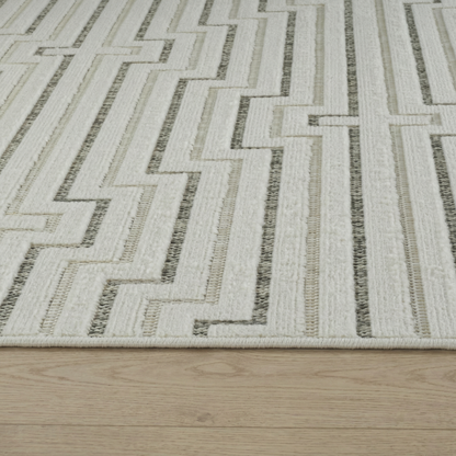 Sajari Geometric Contemporary Cream and Beige Indoor Rug