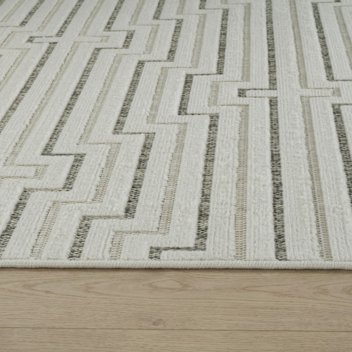 Sajari Geometric Contemporary Cream and Beige Indoor Rug