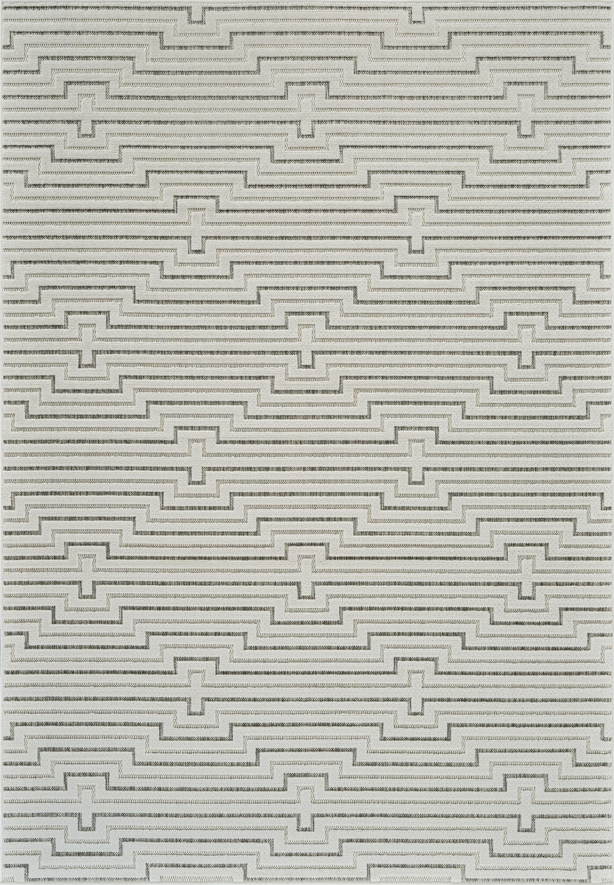 Alfombra de interior geométrica contemporánea Sajari en crema y beige