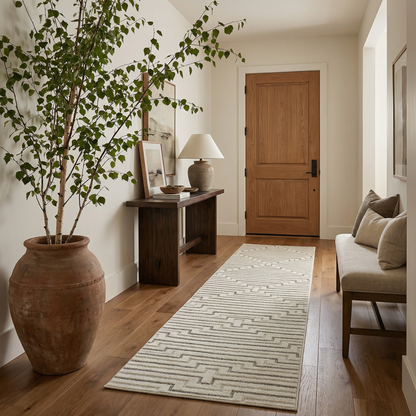 Sajari Geometric Contemporary Cream and Beige Indoor Rug