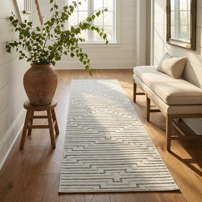 Sajari Geometric Contemporary Cream and Beige Indoor Rug