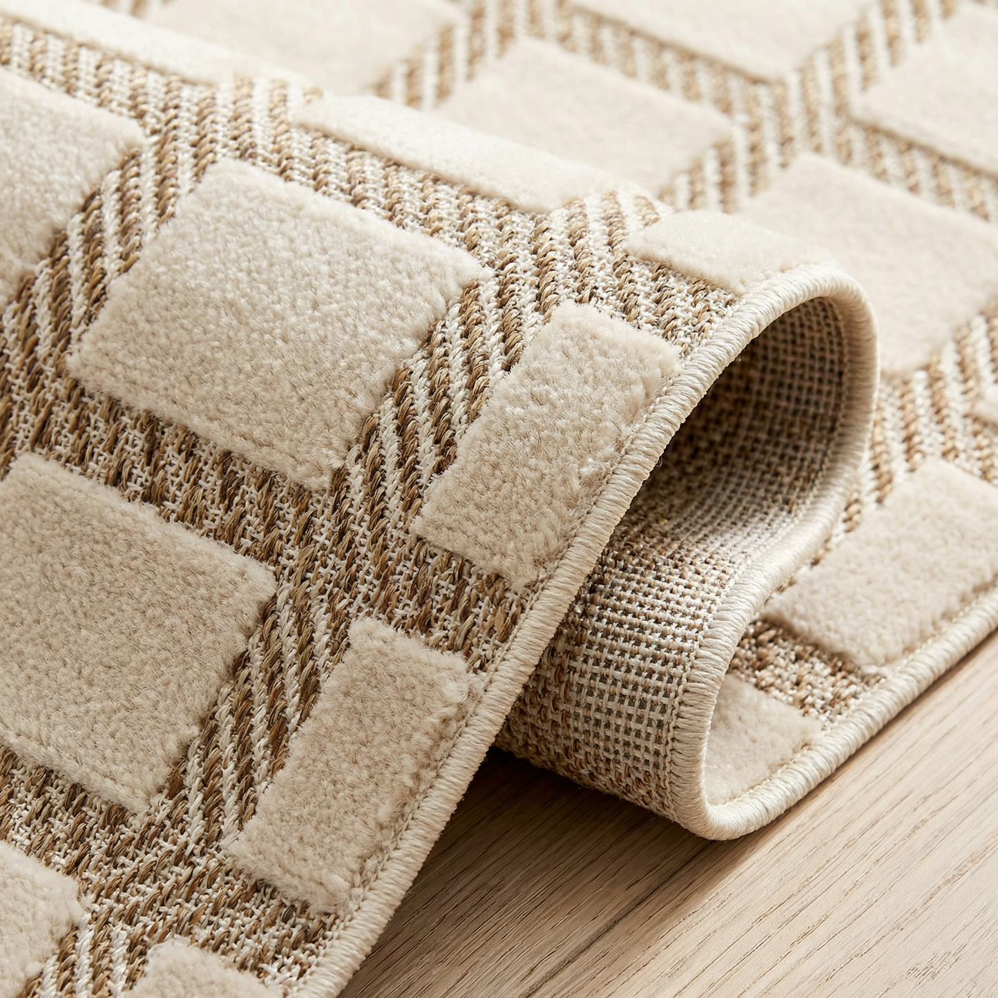 Kasbah Geometric Contemporary Cream and Beige Indoor Rug