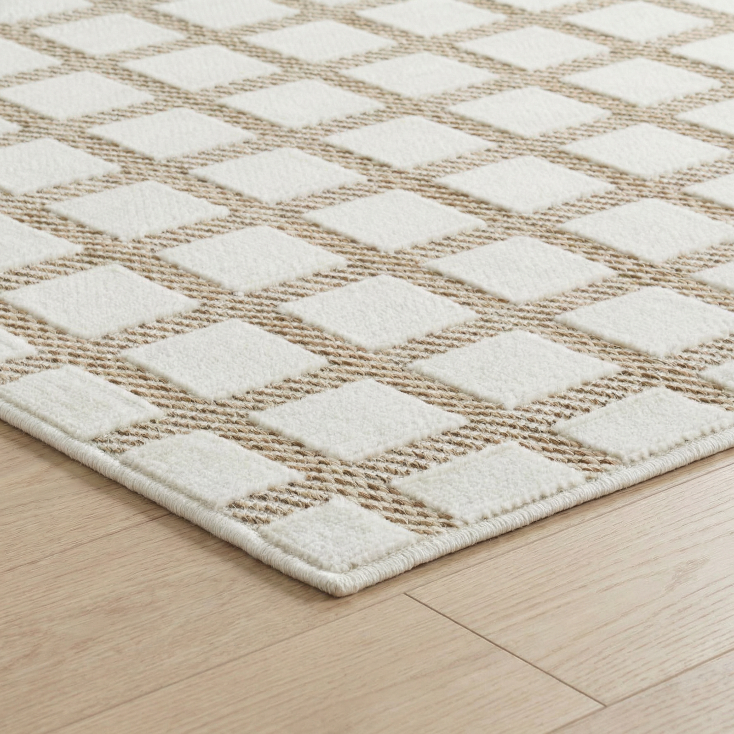 Kasbah Geometric Contemporary Cream and Beige Indoor Rug