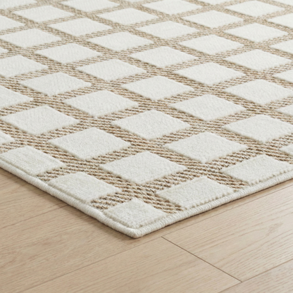 Kasbah Geometric Contemporary Cream and Beige Indoor Rug
