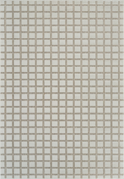 Kasbah Geometric Contemporary Cream and Beige Indoor Rug