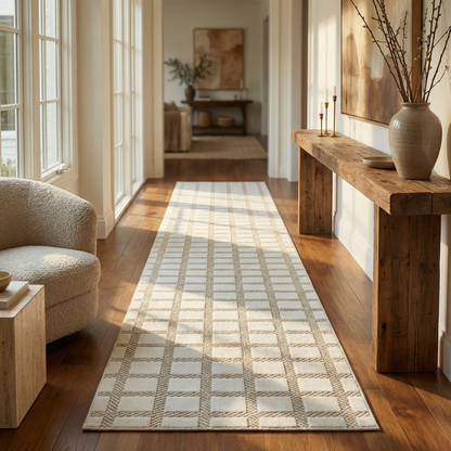 Kasbah Geometric Contemporary Cream and Beige Indoor Rug