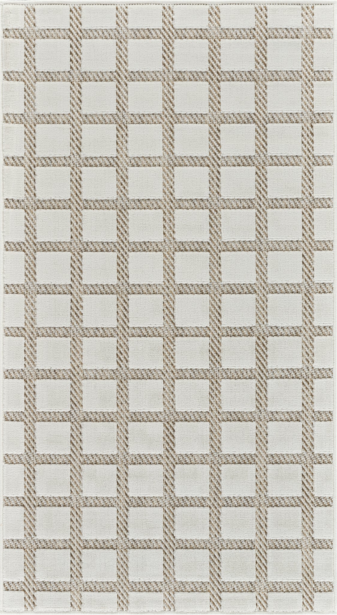 Kasbah Geometric Contemporary Cream and Beige Indoor Rug