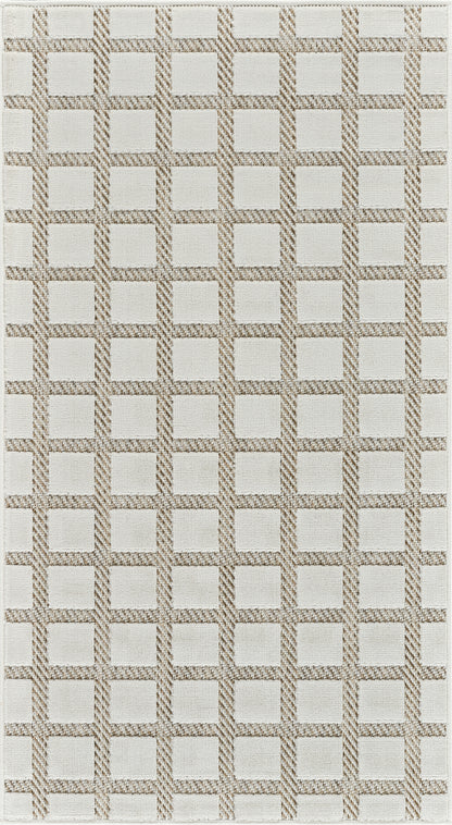 Kasbah Geometric Contemporary Cream and Beige Indoor Rug
