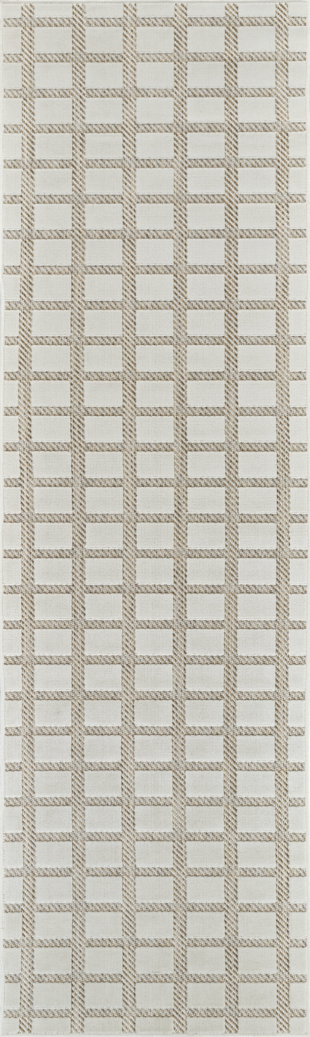 Kasbah Geometric Contemporary Cream and Beige Indoor Rug