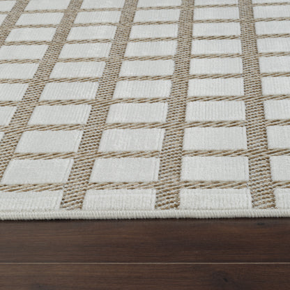 Alfombra moderna beige a cuadros Maise